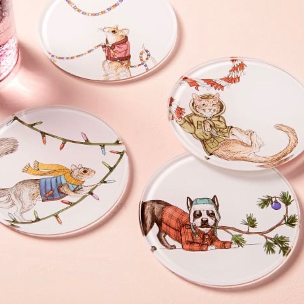West Elm Rachel Kozlowski Dapper Animal Coasters